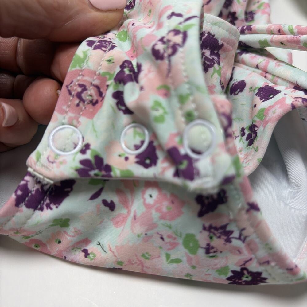 Sweet Honey Girls One Piece Swimsuit Floral Pink PurpleRuffles Bathing Suit 6M - Picture 4 of 8